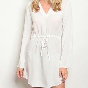 🆕️Beautiful‎ white drawstring tunic dress